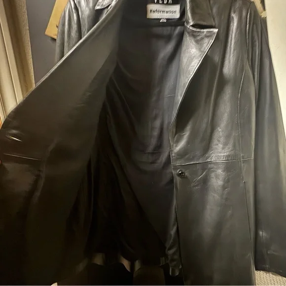 Reformation x Veda Bowery Leather Blazer in Black Size Medium M - Picture 7 of 10